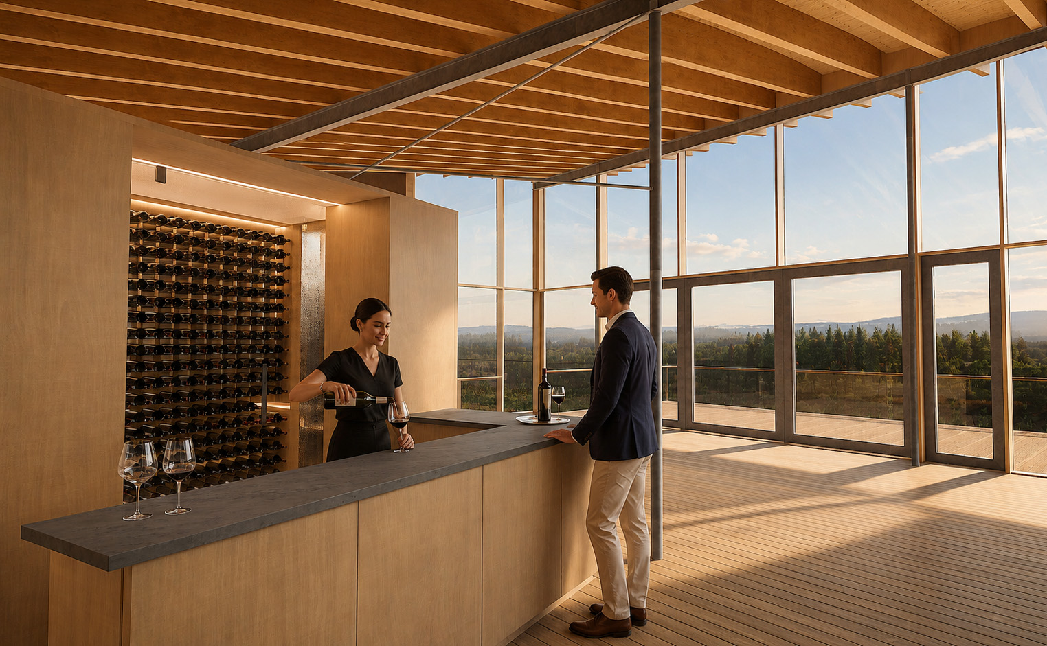 minimalist tasting room